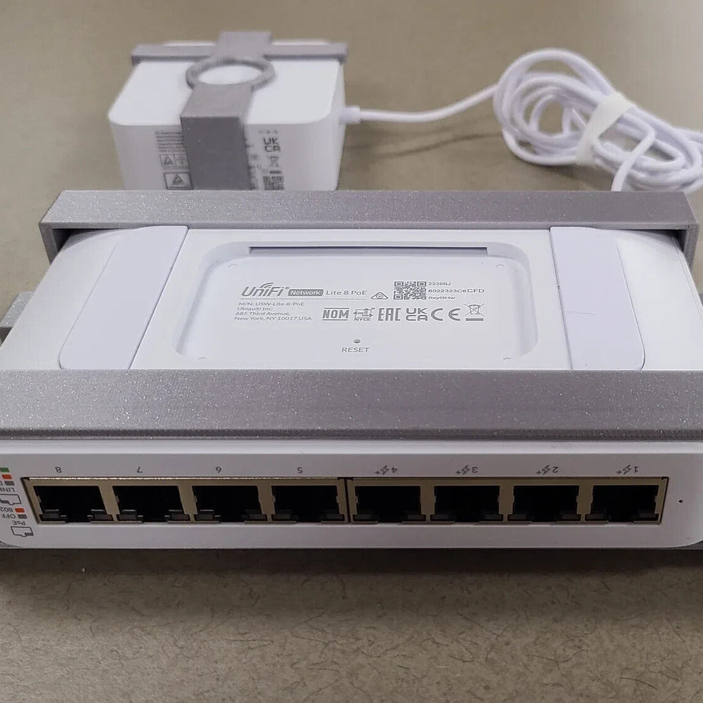 UniFi USW-Lite-8-PoE Switch & Power Brick Wall Mount