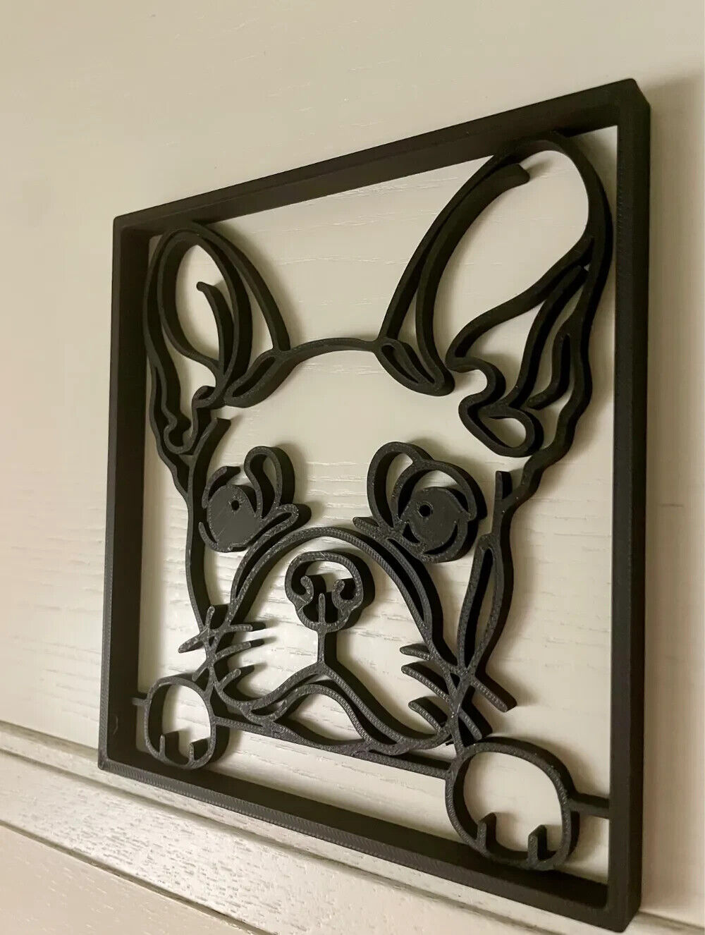 Frenchie - Black - 3D Printed - French Bulldog - Line Art