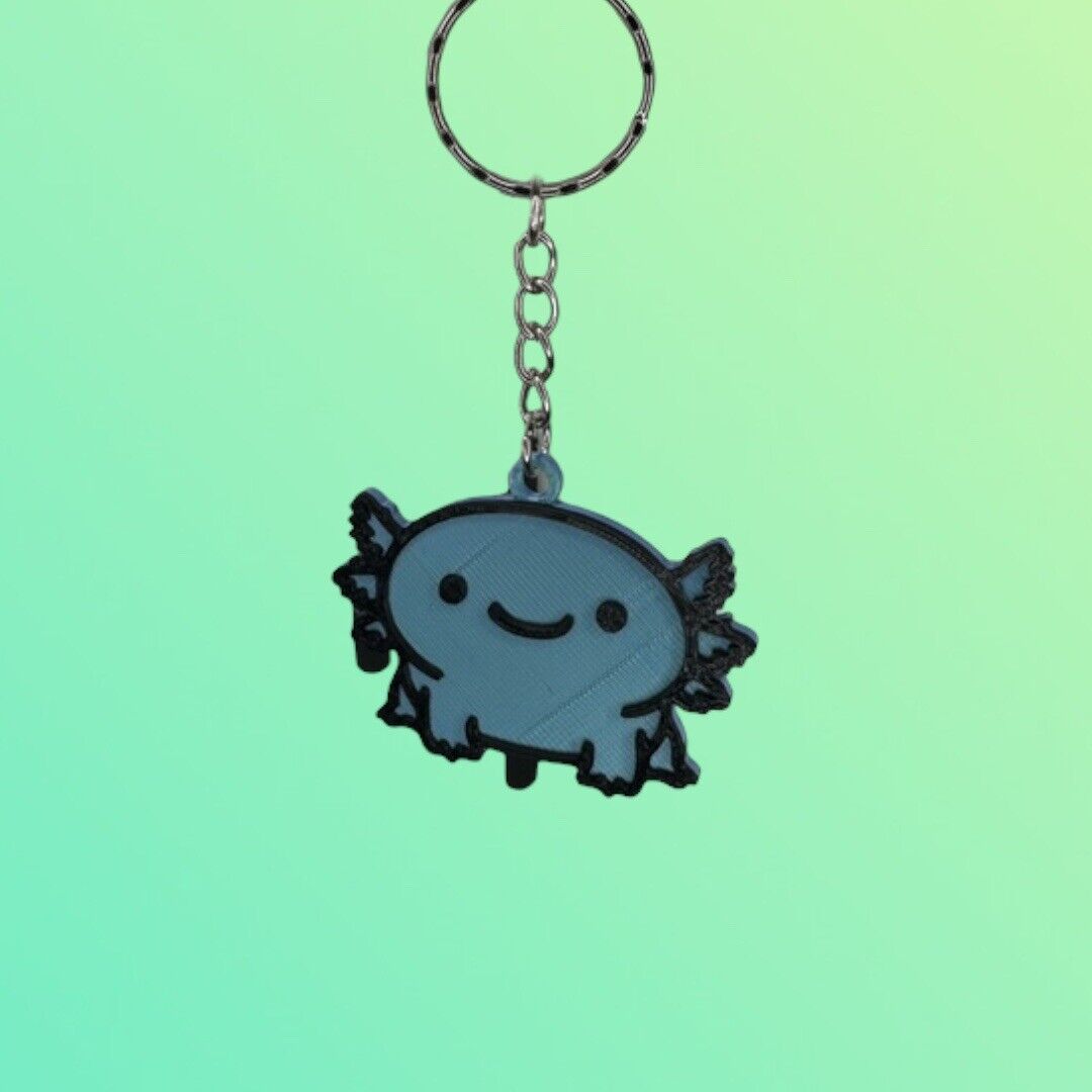 Novelty Cute Axolotl Keychain Bag Charm - Silk blue