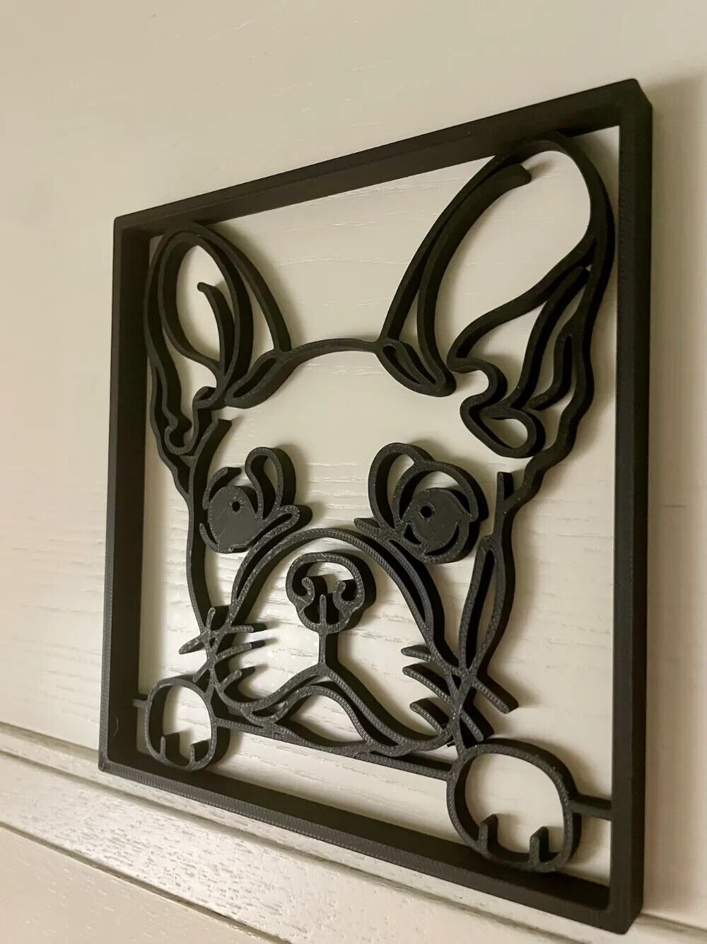 Frenchie - Black - 3D Printed - French Bulldog - Line Art