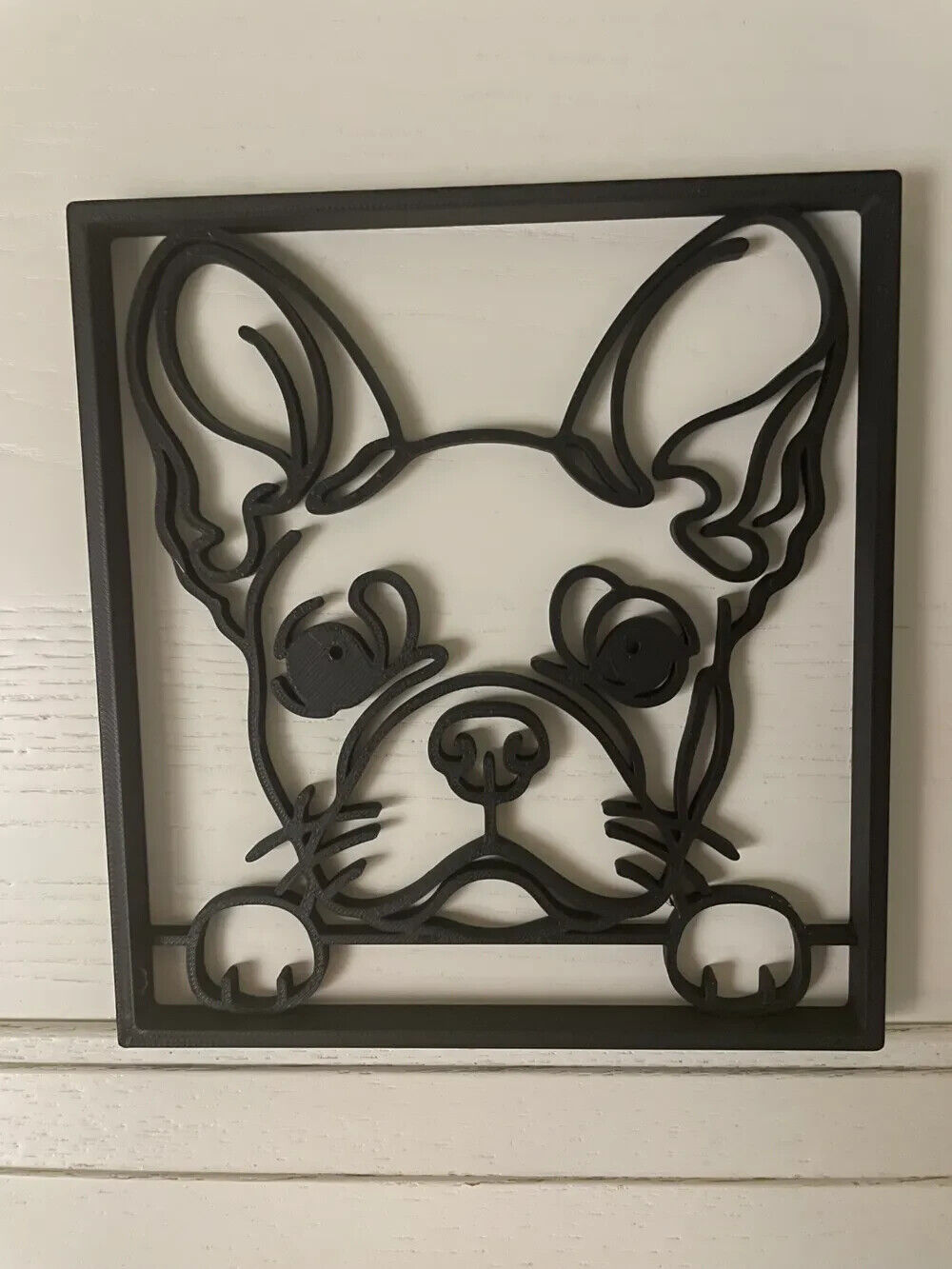Frenchie - Black - 3D Printed - French Bulldog - Line Art
