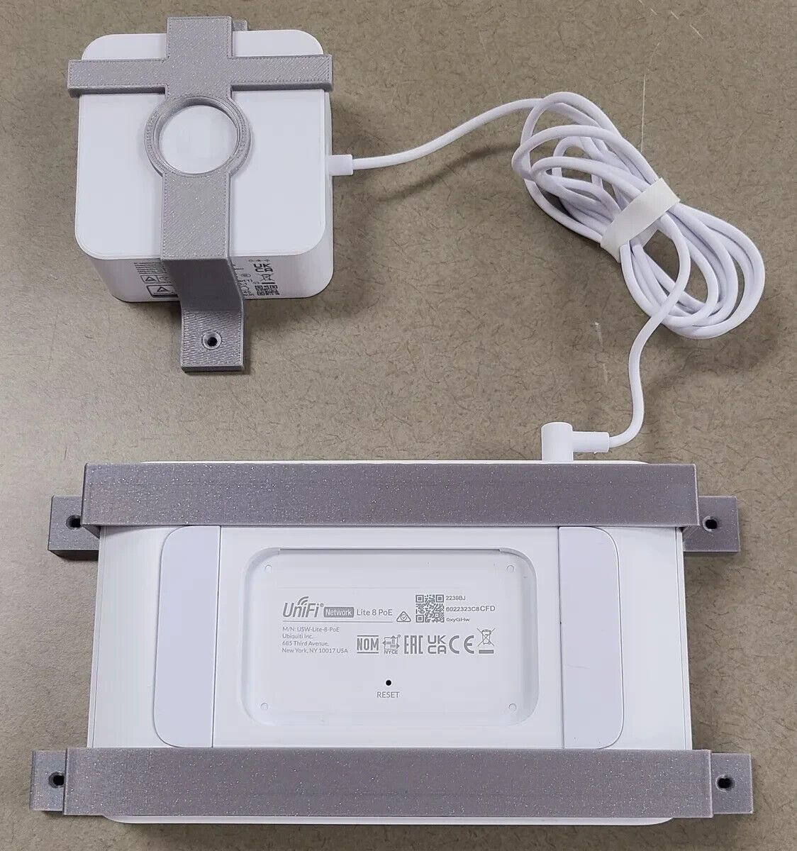 Wall Mount For UNIFI USW 8 PoE Lite Switch & Power Brick