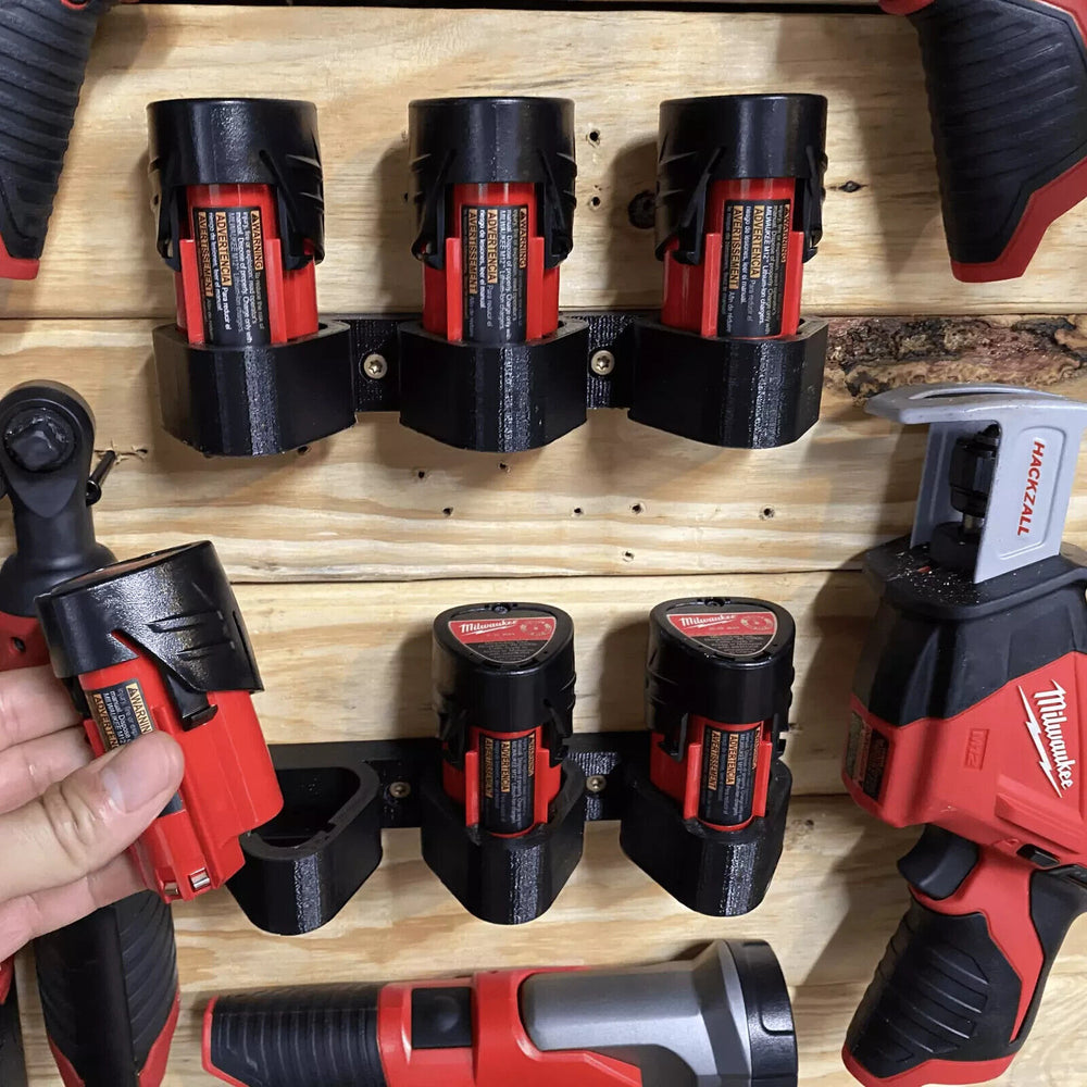 Milwaukee Battery Wall Mount Storage Holder Rack m12 12 18V Tool Dewalt Makita