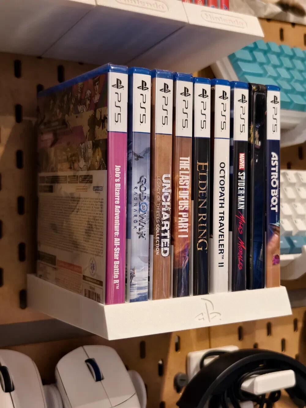 Playstation ps4/5 Game Holder Hooks mount for IKEA SKADIS pegboard for 9 games